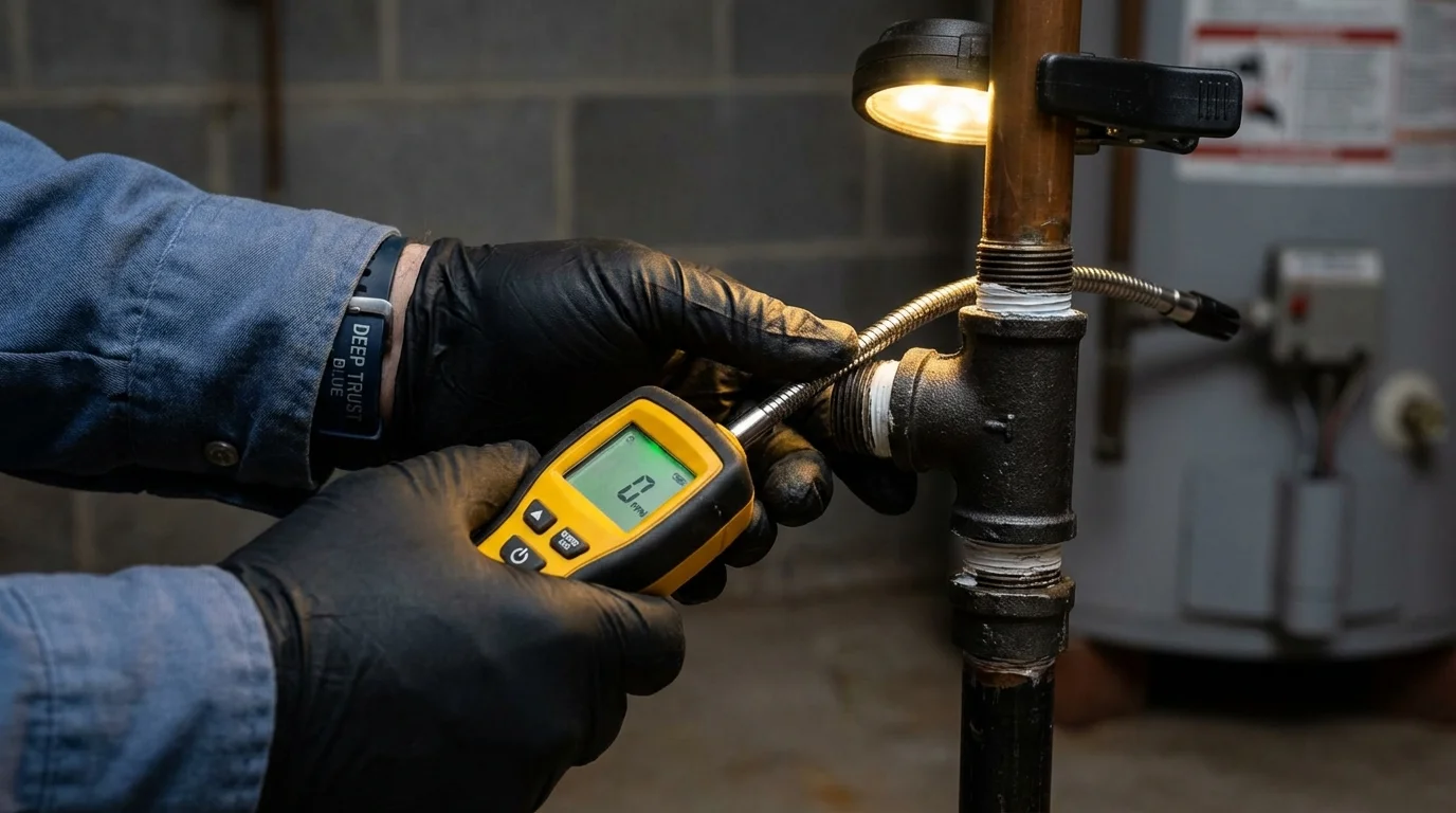 Gas leak detection with electronic sniffer by Johns Plumbing LLC in DeRidder