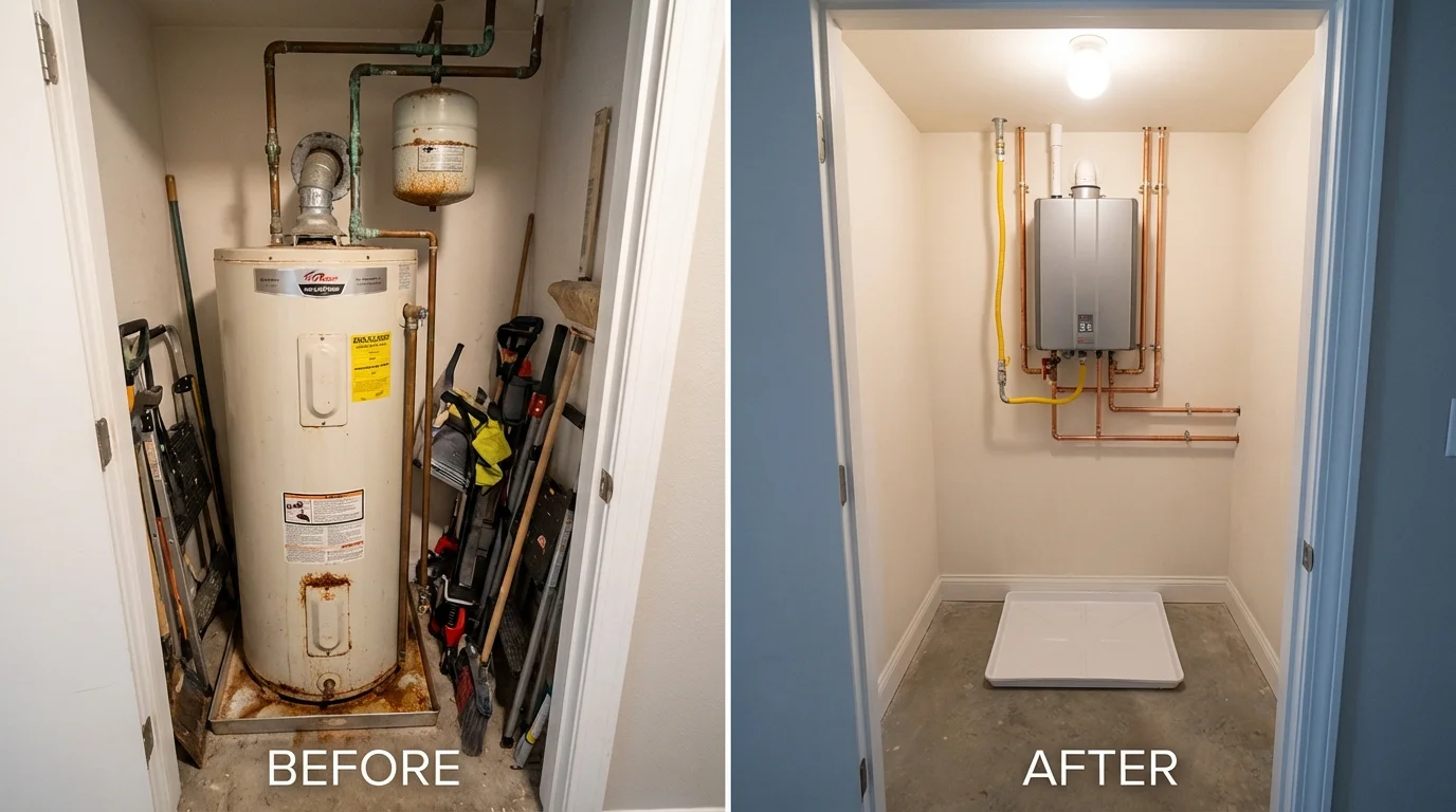 Tank water heater versus wall-mounted tankless unit comparison for DeRidder, LA homeowners
