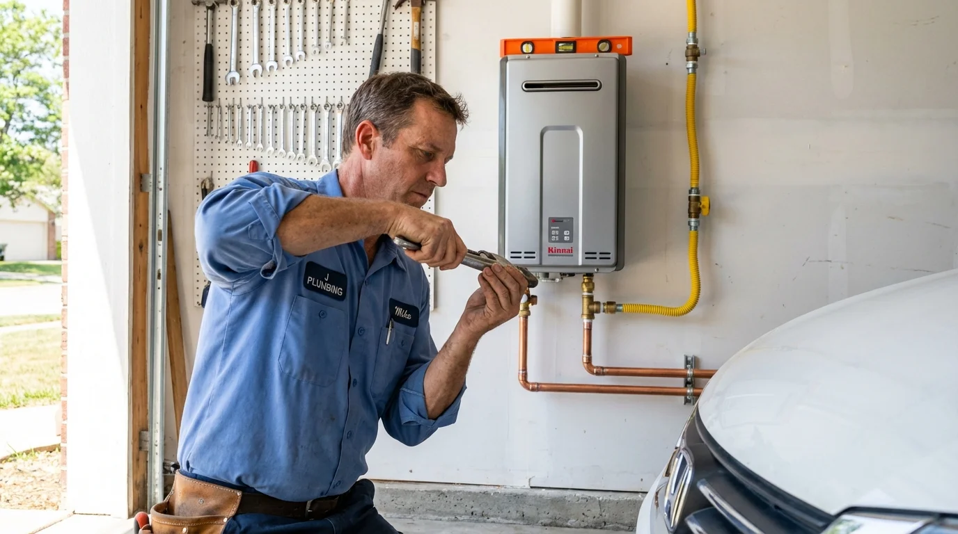 Tankless water heater installation by a Johns Plumbing LLC plumber in DeRidder